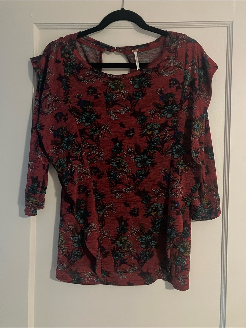 Free People Rust Floral Long-Sleeve Tee
